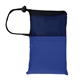 aerial view a royal blue with black peva poncho with drawstring pouch, image 1 of 2