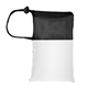aerial view a white with black peva poncho with drawstring pouch, image 1 of 2
