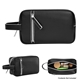 aerial view a black with white glen leatherette toiletry bag, image 1 of 3