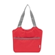 aerial view a red with gray ashton rpet cooler tote bag, image 1 of 3
