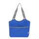 aerial view a royal blue with gray ashton rpet cooler tote bag, image 1 of 3