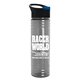 a black with blue flip tab lid & smoke bottle 24 oz slim fit water bottles with pop - up sip lid