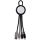 aerial view a black vivid loop dual input 3- in -1 colorful charging cable, image 1 of 2