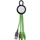 aerial view a green vivid loop dual input 3- in -1 colorful charging cable, image 1 of 2