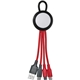 aerial view a red vivid loop dual input 3- in -1 colorful charging cable, image 1 of 2