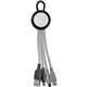 aerial view a silver vivid loop dual input 3- in -1 colorful charging cable, image 1 of 2