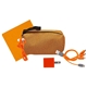 aerial view a orange speck charging ear bud and cloth travel set, image 1 of 2