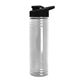 aerial view a black lid & clear bottle 24 oz slim fit halcyon water bottles with drink - thru lid, image 2 of 2