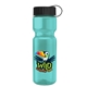 a black lid & transparent teal bottle champion - 28 oz transparent bottle with tethered lid and digital imprint