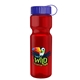 a blue lid & transparent red bottle champion - 28 oz transparent bottle with tethered lid and digital imprint