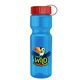 a red lid & transparent blue bottle champion - 28 oz transparent bottle with tethered lid and digital imprint