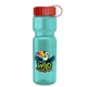 a red lid & transparent teal bottle champion - 28 oz transparent bottle with tethered lid and digital imprint