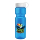 a white lid & transparent blue bottle champion - 28 oz transparent bottle with tethered lid and digital imprint