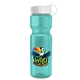 a white lid & transparent teal bottle champion - 28 oz transparent bottle with tethered lid and digital imprint