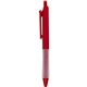 aerial view a red (close to pms 186c) recycled soft - touch pen with silicone grip, image 1 of 2