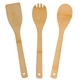 aerial view a bamboo 3 piece bamboo cooking utensil set, image 1 of 2