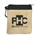 a natural with black trim canvas zipper tote with carabiner