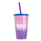 a pink-to-violet cup & translucent blue lid & translucent-violet straw 22 oz cool color change sport sipper