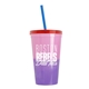 a pink-to-violet cup & translucent red lid & translucent blue straw 22 oz cool color change sport sipper
