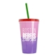 a pink-to-violet cup & translucent red lid & translucent green straw 22 oz cool color change sport sipper