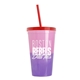 a pink-to-violet cup & translucent red lid & translucent red straw 22 oz cool color change sport sipper
