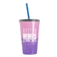 a pink-to-violet cup & translucent smoke lid & translucent blue straw 22 oz cool color change sport sipper
