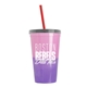 a pink-to-violet cup & translucent smoke lid & translucent red straw 22 oz cool color change sport sipper