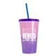 a pink-to-violet cup & translucent violet lid & translucent blue straw 22 oz cool color change sport sipper