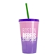 a pink-to-violet cup & translucent violet lid & translucent green straw 22 oz cool color change sport sipper