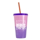a pink-to-violet cup & translucent violet lid & translucent orange straw 22 oz cool color change sport sipper