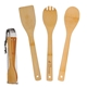 a group of 3 piece bamboo cooking utensil set