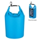 aerial view a clear with light blue promotional waterproof dry bag with window - bulk, image 1 of 3