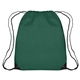 aerial view a forest green with contrasting black trim at bottom corners polyester multi color hit large drawstring sports pack 17 x 20, image 1 of 2