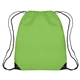 aerial view a lime green with contrasting black trim at bottom corners polyester multi color hit large drawstring sports pack 17 x 20, image 1 of 2