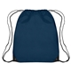 aerial view a navy with contrasting black trim at bottom corners polyester multi color hit large drawstring sports pack 17 x 20, image 1 of 2