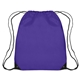 aerial view a purple with contrasting black trim at bottom corners polyester multi color hit large drawstring sports pack 17 x 20, image 1 of 2