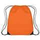 aerial view a orange with contrasting black trim at bottom corners polyester multi color hit large drawstring sports pack 17 x 20, image 1 of 2