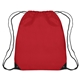 aerial view a red with contrasting black trim at bottom corners polyester multi color hit large drawstring sports pack 17 x 20, image 1 of 2
