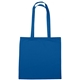 aerial view a royal blue 100 cotton tote bag, image 1 of 2