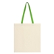 aerial view a natural with green penny wise cotton canvas tote bag, image 1 of 2