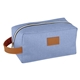 aerial view a blue heathered recycled toiletry bag, image 1 of 3
