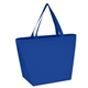 aerial view a royal blue reusable grocery tote bags, image 1 of 4