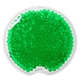 aerial view a green reusable small round gel beads hot / cold pack, image 1 of 2