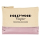 aerial view a natural with rose gold accent 12 oz cotton cosmetic bag with metallic accent, image 1 of 3