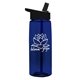 aerial view a transparent navy blue bottle & black lid 26 oz flair tritan water bottle with flip straw lid, image 1 of 3