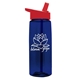 aerial view a transparent navy blue bottle & red lid 26 oz flair tritan water bottle with flip straw lid, image 1 of 3