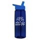 aerial view a transparent navy blue bottle & royal blue lid 26 oz flair tritan water bottle with flip straw lid, image 1 of 3