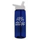 aerial view a transparent navy blue bottle & white lid 26 oz flair tritan water bottle with flip straw lid, image 1 of 3