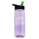 aerial view a transparent lilac bottle & black with green spout lid 26 oz flair tritan water bottle with flip straw lid, image 1 of 3