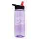 aerial view a transparent lilac bottle & black with red spout lid 26 oz flair tritan water bottle with flip straw lid, image 1 of 3